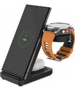 FIXED 3-in-1 langaton latausasema Garmin-kellolle, musta