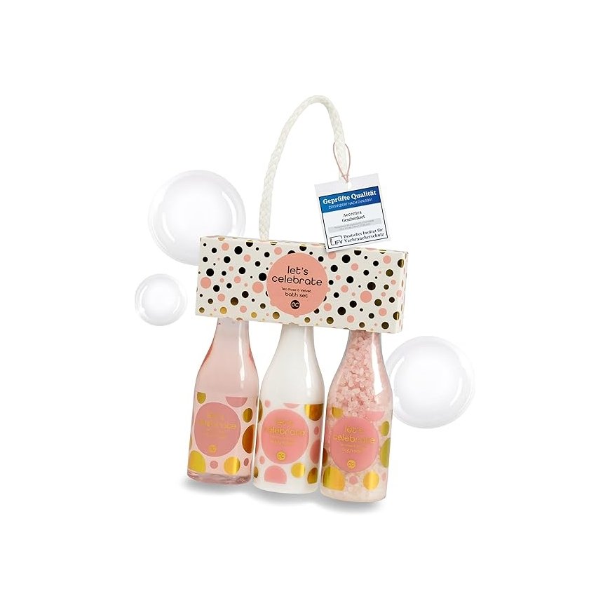Accentra Bath set LET'S CELEBRATE in reusable gift box (champagne bottle) – 2