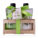 Accentra Bath set OLIVE in house shaped wooden box