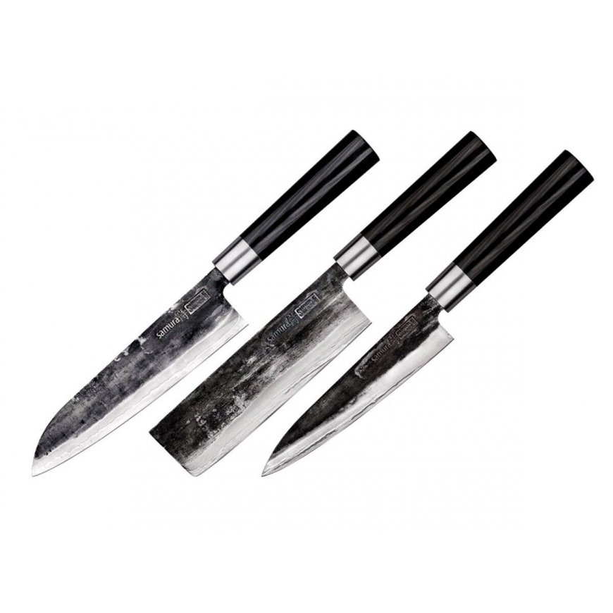 Samura SUPER 5 Komplekts 3 gab. naži Utility 162mm / Nakiri 168mm / Santoku 182mm no AUS 10 Darnāta tērauda 60 HRC (5 slāņi) – 2