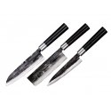 Samura SUPER 5 Rinkinyje 3vnt. peiliai Utility 162mm / Nakiri 168mm / Santoku 182mm AUS 10 Damasko terasest 60 HRC (5 kihti) Samura SUPER 5 Rinkinyje 3vnt. peiliai Utility 162mm / Nakiri 168mm / Santoku 182mm AUS 10 Damasko terasest 60 HRC (5 kihti)