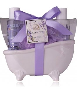 Accentra Bath set LAVENDER in ceramic bath tub
