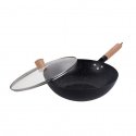 Woka panna ar vāku, melns marmors, Ø30 cm × augstums apm. 9 cm,
