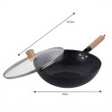 Wok-pannu kannella, musta marmori, Ø30 cm x korkeus noin 9 cm, KH