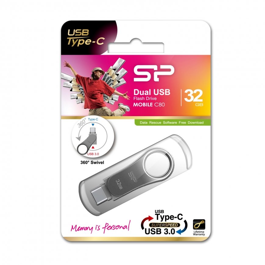 Silicon Power Mobile C80 USB zibatmiņa 32 GB USB Type-A / USB Type-C 3.2 Gen 1 (3.1 Gen 1) Titāns – 4