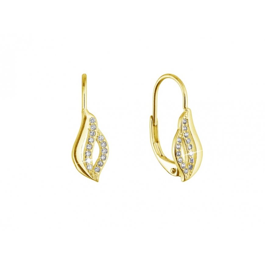 Evolution Group Matching gold-plated earrings Waves with zircons 11542.1/AU