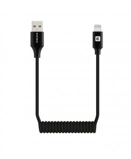AutoSpring kierretty kaapeli USB A - Lightning 1,2 m musta