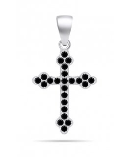Brilio Silver Brilio Silver Pendant with Black Zircons Cross PT84WBC