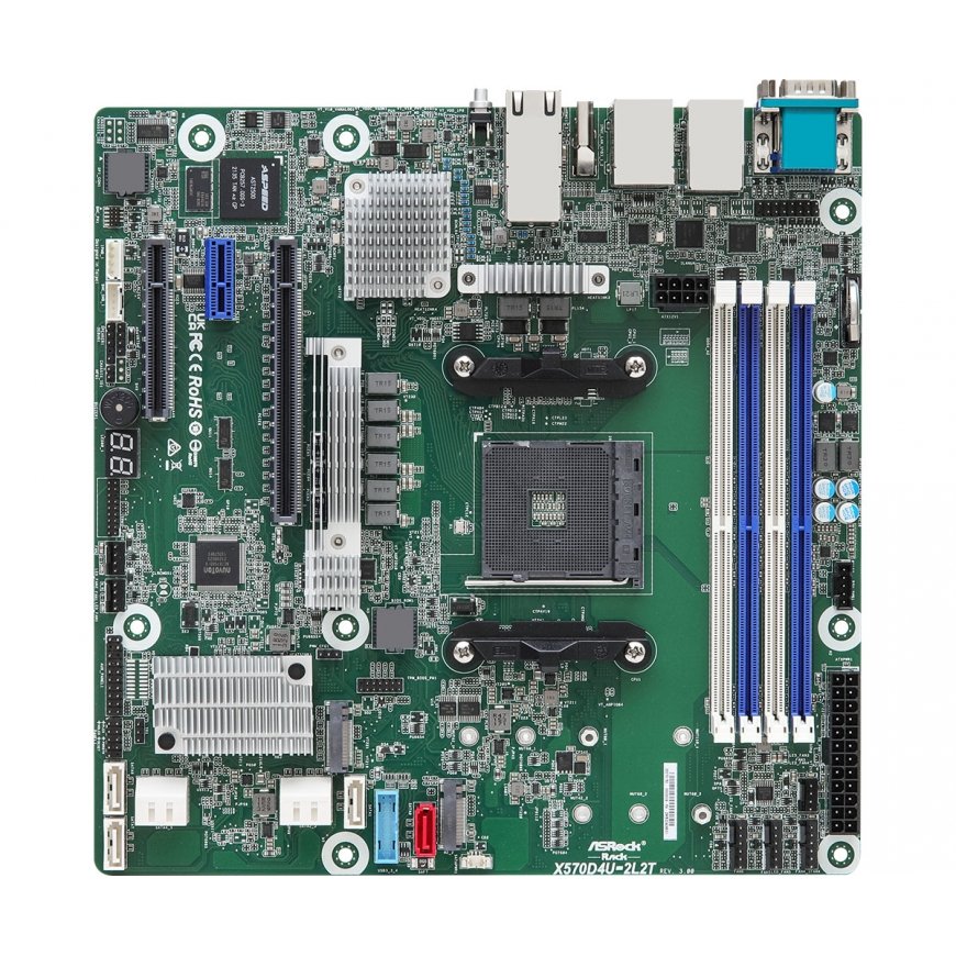 Asrock X570D4U-2L2T/BCM emaplaat AMD X570 Pesa AM4 Mikro ATX