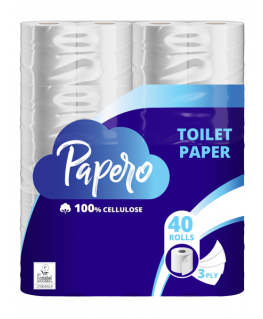 Туалетная бумага PAPERO, 3 слоя, 40 шт.