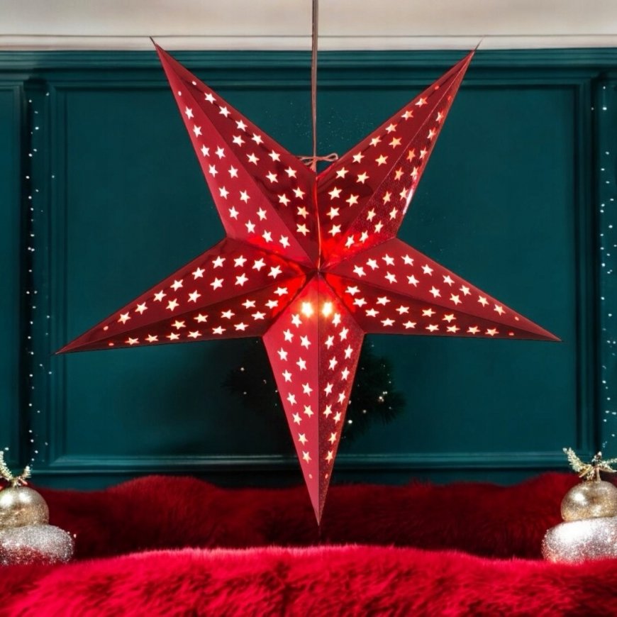 Christmas Decoration HANGING PAPER 3D STAR 50CM PINK