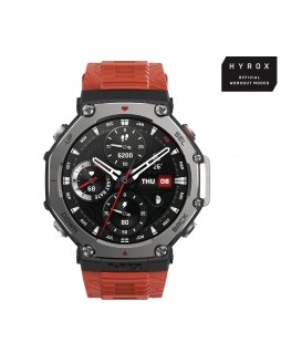 Amazfit T-Rex 3 Lava 3.81 cm (1.5") AMOLED 48.5 mm Digital 480 x 480 pixels Touchscreen Black, Stainless steel GPS (satellite)
