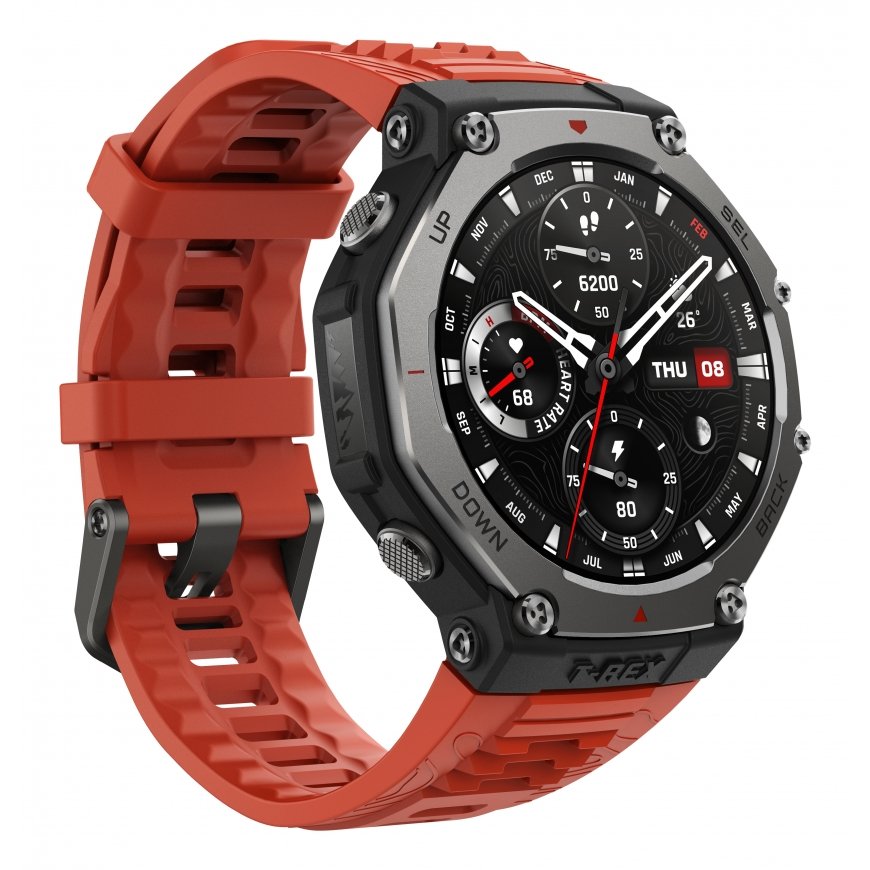 Amazfit T-Rex 3 Lava 3.81 cm (1.5") AMOLED 48.5 mm Digital 480 x 480 pixels Touchscreen Black, Stain – 4