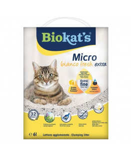 Smiltis kaķu tualetēm - Biokats Micro Bianco Fresh Extra 6 L