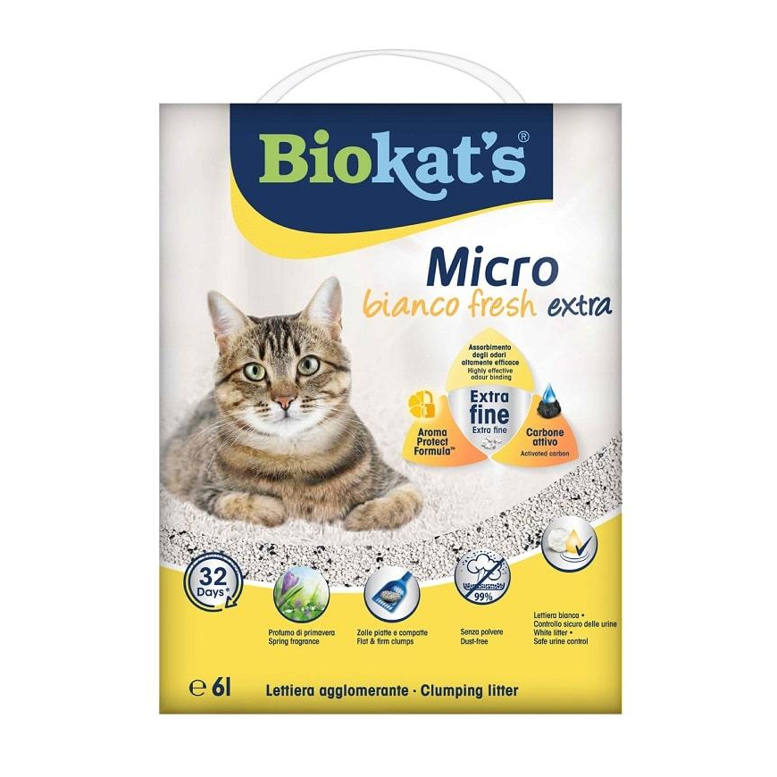 Smiltis kaķu tualetēm - Biokats Micro Bianco Fresh Extra 6 L
