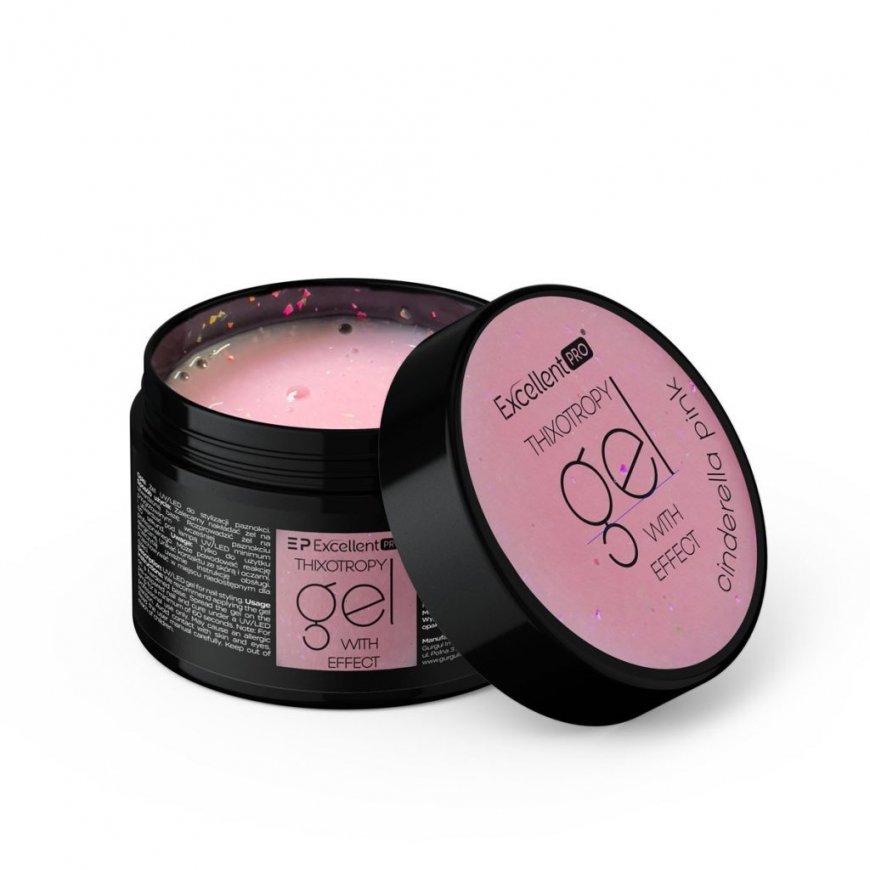Excellent Pro Tiksotropinis gelis su efektu, statybinis gelis „Pelenės rožinis“, 15 g – 2