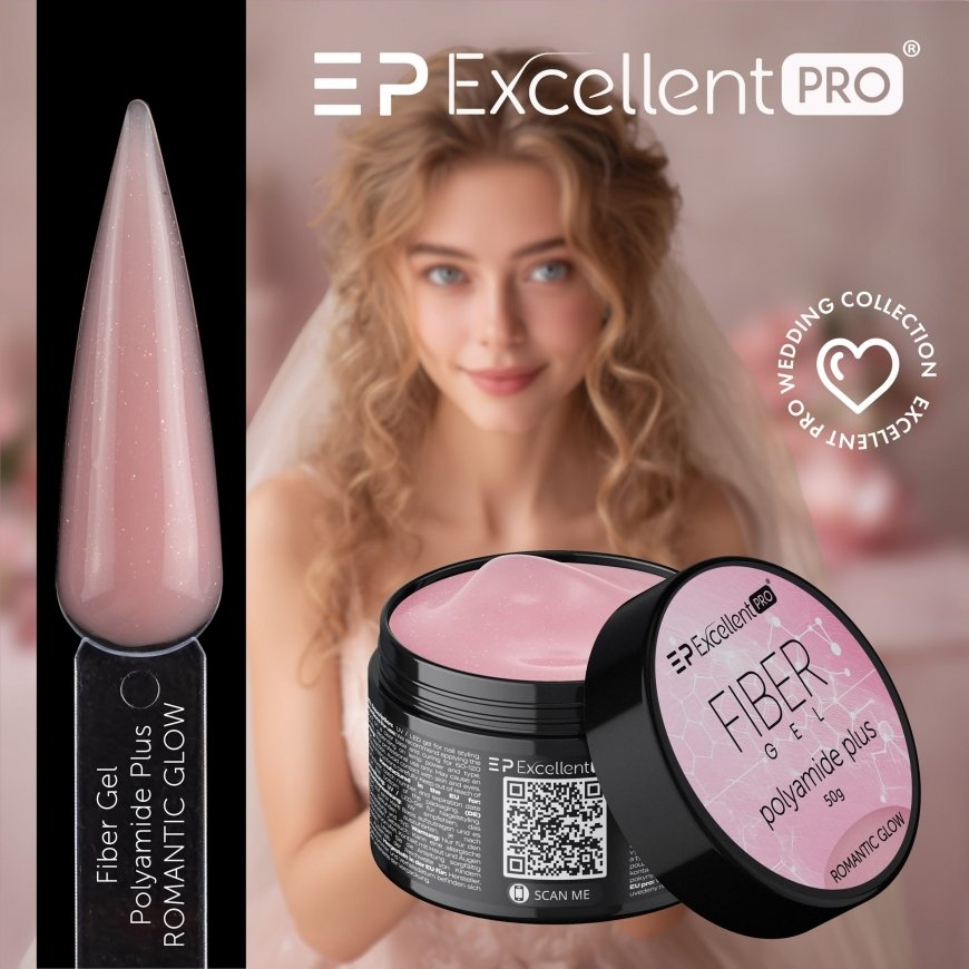 Excellent Pro Pluošto Gel „Polyamidas Plus“ - a construction gel that provides a romantic glow, 15 g