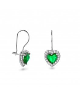 Again Jewelry Sudraba pakaramie auskari Sirds formas ar cirkoniem AJNS0048
