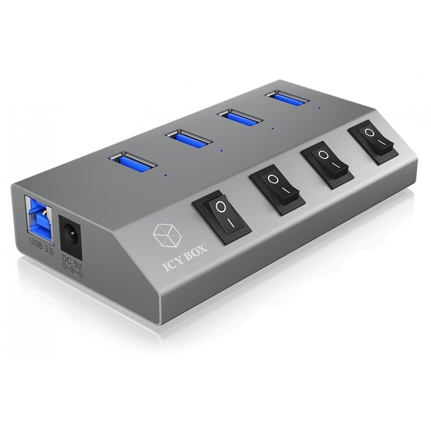 ICY BOX IB-HUB1405 USB 3.2 Gen 1 (3.1 Gen 1) Type-B 5000 Мбит/с Антрацит