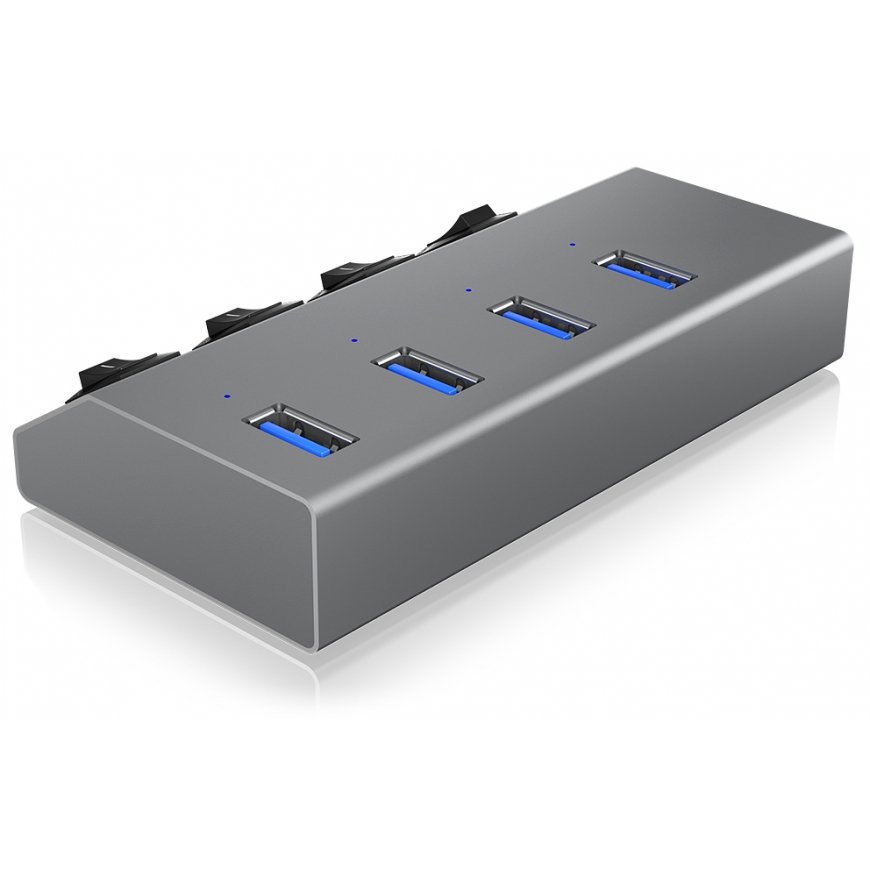 ICY BOX IB-HUB1405 USB 3.2 Gen 1 (3.1 Gen 1) Type-B 5000 Mbit/s Antracīts – 5