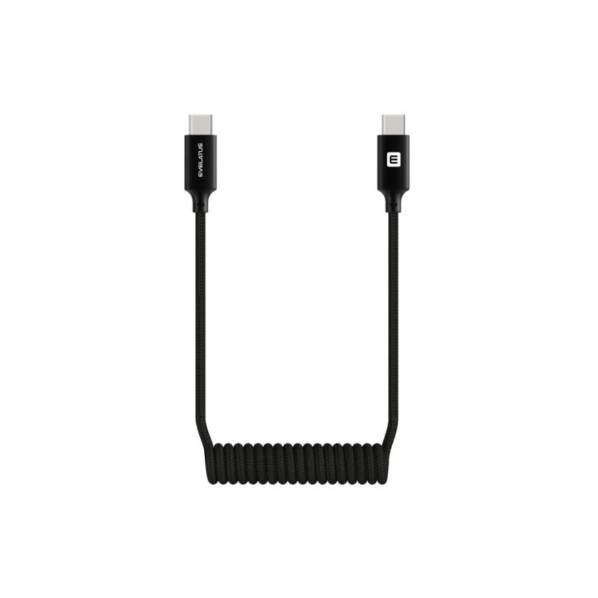 AutoSpring Coiled Cable USB C to USB C connector 1.2M Black