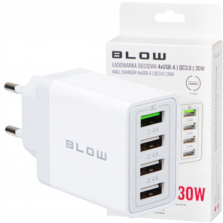 Blow Maitināšanas lādētājs USBx3 ligzda +