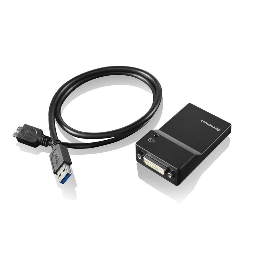 Lenovo USB 3.0 - DVI/VGA USB grafiskais adapteris 2048 x 1152 pikseļi Melns