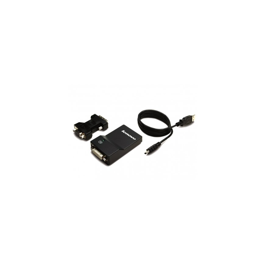 Lenovo USB 3.0 - DVI/VGA USB-graafikaadapter 2048 x 1152 pikslit Must – 2