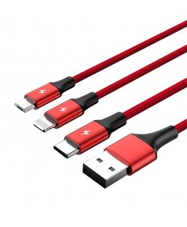 UNITEK C4049RD USB kabelis 1,2 m USB A USB C/Micro-USB B/Lightning Raudona