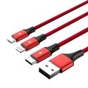 UNITEK C4049RD USB kabelis 1,2 m USB A USB C/Micro-USB B/Lightning Raudona