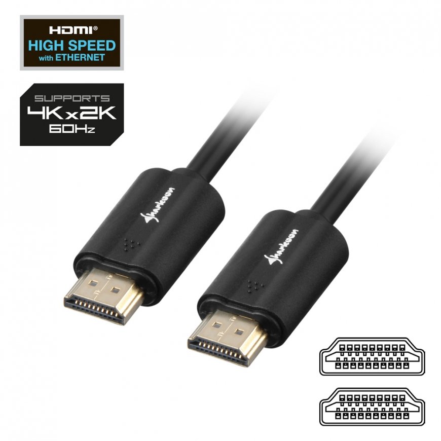 Sharkoon HDMI/HDMI 4K, 2m HDMI kabelis HDMI A tipo (standartinis) Juoda – 2