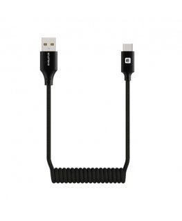 Кабель AutoSpring с пружинной вставкой USB A на USB C, 1.2 м, черный