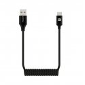 AutoSpring kierretty kaapeli USB A - USB C liitin 1,2 m Musta