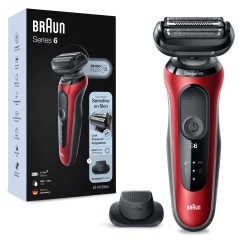 Braun Series 6 61-R1200s Skustuvas Apkarpymo mašinėlė Juoda, Raudona