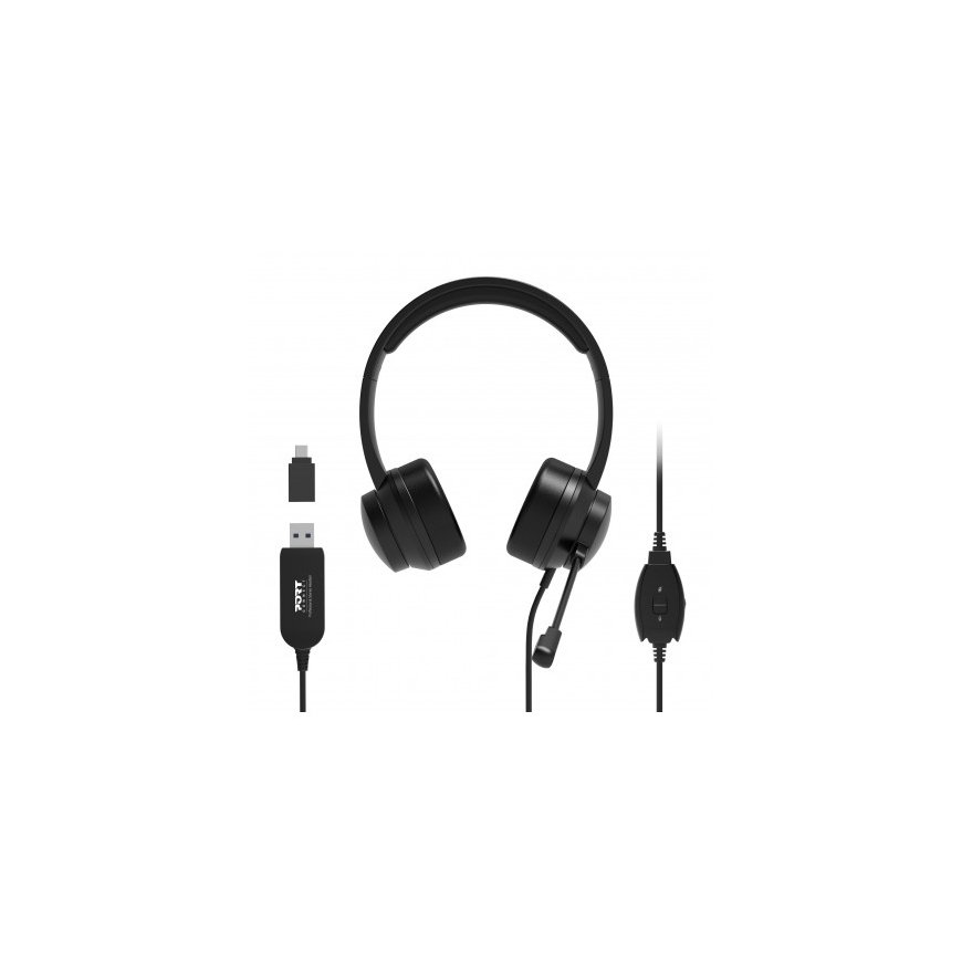Port Designs 901605 headphones/headset Wired Head-band USB Type-A Black – 3