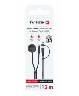 Swissten Беспроводной кабель 2in1 для зарядки Samsung Galaxy Watch / 2x USB-C / USB 1.2m
