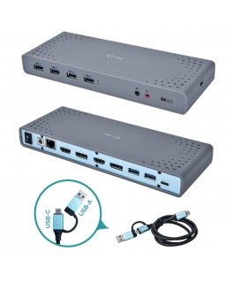 i-tec CADUAL4KDOCK dokstacija Vadu USB 3.2 Gen 1 (3.1 Gen 1) Type-C Melns, Tirkīzs