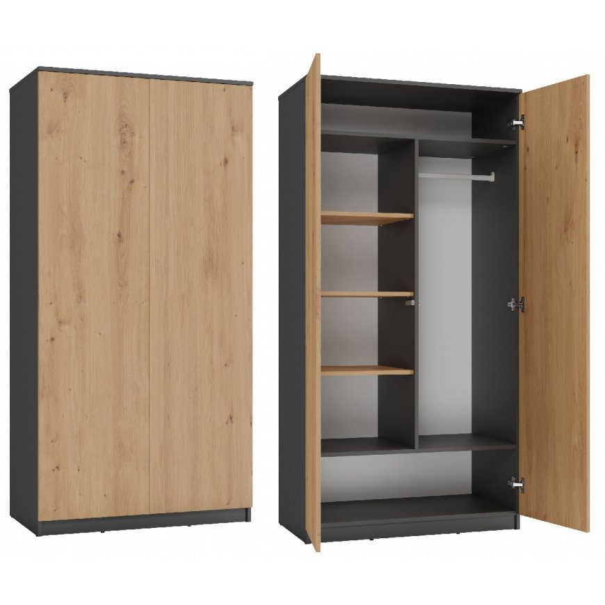 Topeshop SD-90 ANT/ART KPL guļamistabas skapis