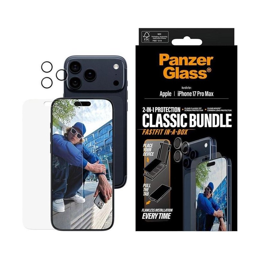 Panzer Glass PanzerGlass 2-in-1 Classic Bundle | Screen Protector/Lens Protector | Apple | iPhone 17 Pro Max | Transparent