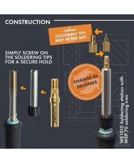 Ruthex Weller ET and LT series soldering tip adapter, compatible with WE1010, WP80, WEP70.