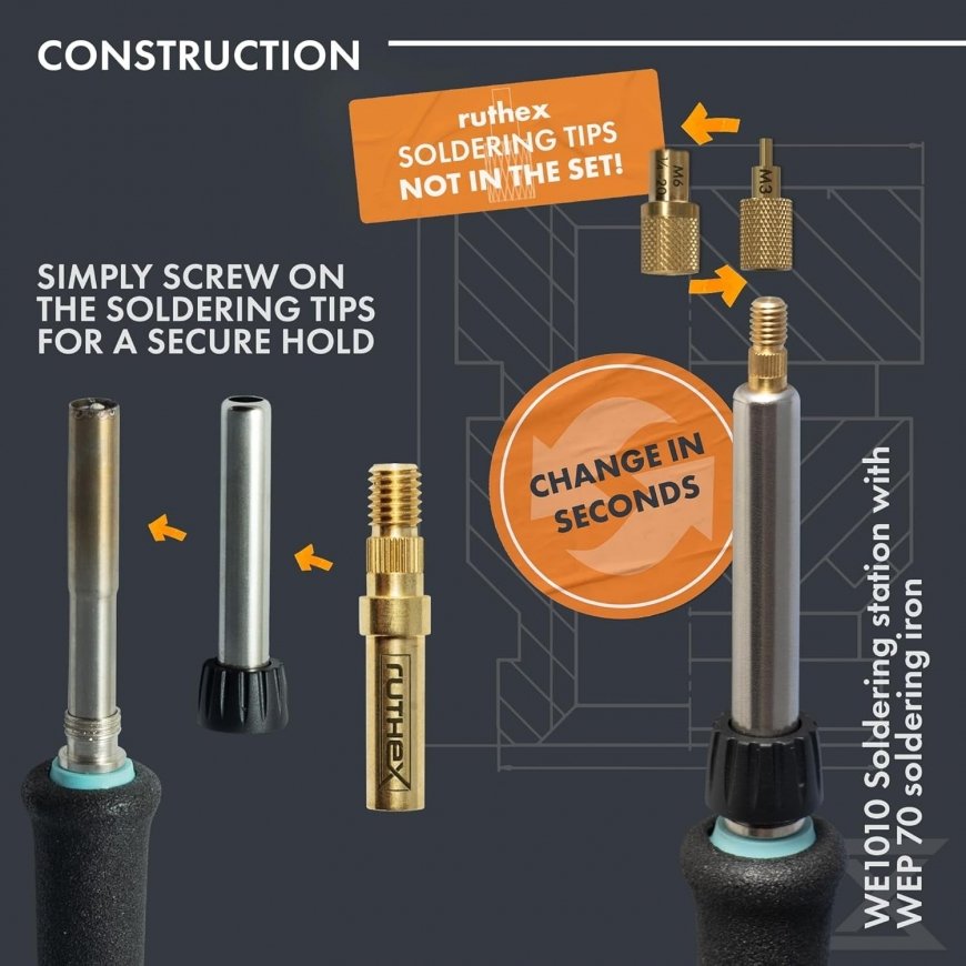 Ruthex Weller ET un LT sērijas lodēšanas uzgaļu adapters, savietojams ar WE1010, WP80, WEP70