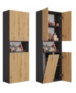 Topeshop NEL 1K DK ANT/ART KP шкафчик для ванной комнаты Графит, Дуб