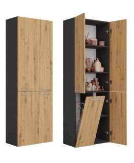 Topeshop NEL 1K DD ANT/ART KP шкафчик для ванной комнаты Графит, Дуб