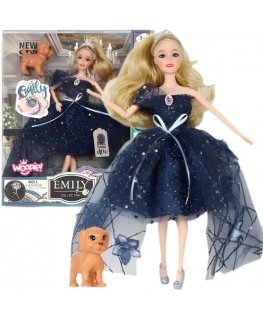 WOOPIE ROYAL Doll Emi with Crown and Black Dress Dog