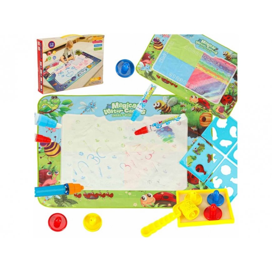 Drawing mat with markers and stencils 120x90 cm – 2
