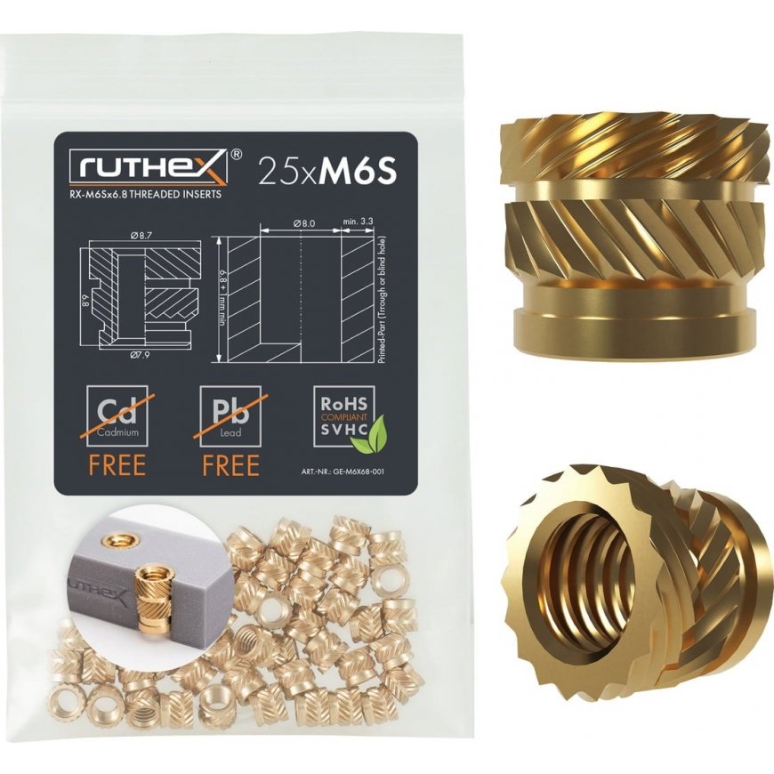 Ruthex M6 series insert - Rx-M6x6.8 - 25 pcs.