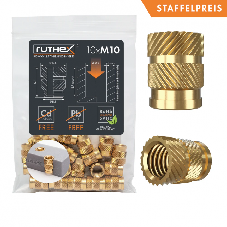 Ruthex M6 seeria sisetükid – Rx-M10x12.7 - 10 tk.