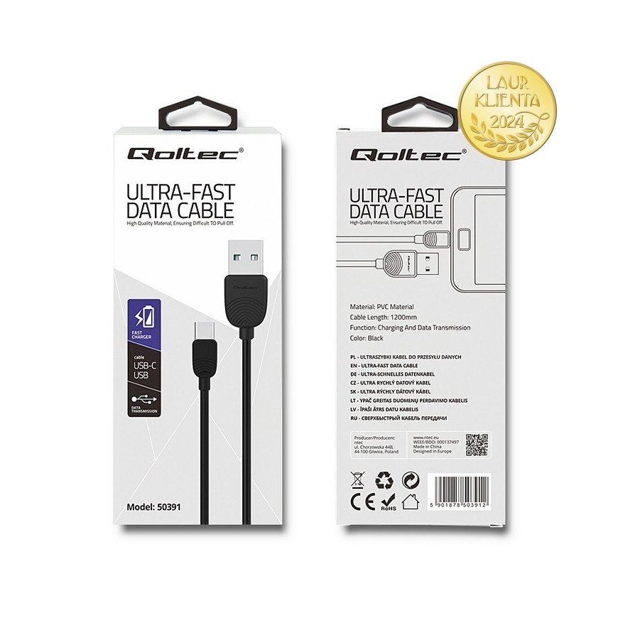 Qoltec Network Patchcord Cable UTP | CAT6 | High speed 1Gb/s | LAN | 100m | black – 2