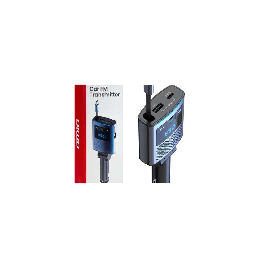 AMiO Automobiļu FM raidītājs 1×USB-A 1×USB-C
