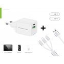 Conceptronic 2-Port 33W GaN USB PD Charger with 3-in-1 Charging Cable, USB-C x 1, USB-A x 1, QC 3.0, Conceptronic 2-Port 33W GaN USB PD Charger with 3-in-1 Charging Cable, USB-C x 1, USB-A x 1, QC 3.0,